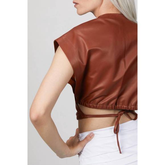 NEW ZEYNEP ARCAY envelope leather top in feral earth - Picture 4 of 5